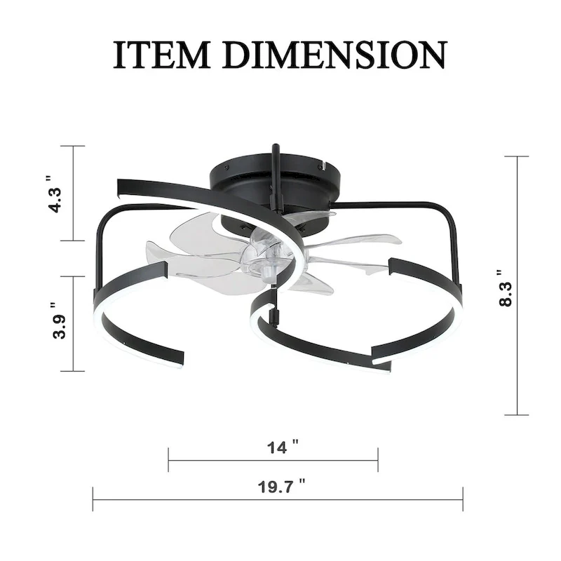 Cusp Barn 20-Inch LED 6-DIY Shape Smart Ceiling Fan With Light, 6-Speed Reversible Ceiling Fan Light With Remote Control