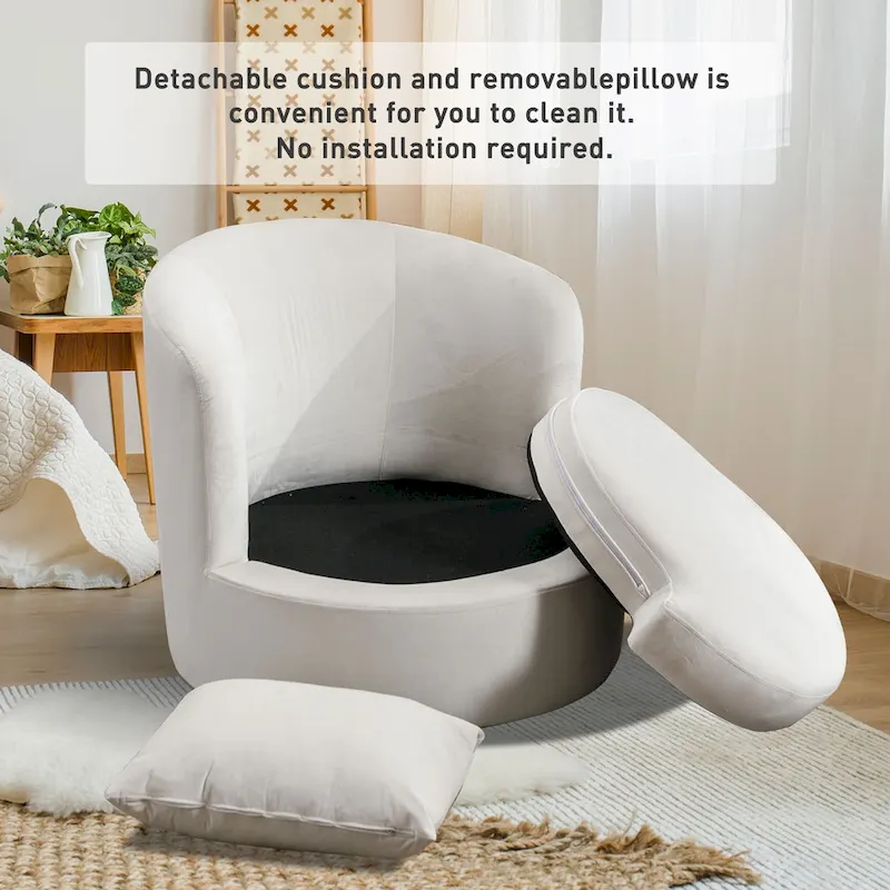 Swivel Barrel Chair with Lamb Wool Fabric