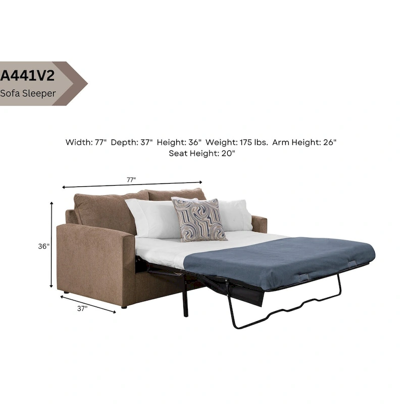 American Furniture Classics Delilah Model 8-040M-A441V2 Sleeper Sofa with 2 Throw Pillows