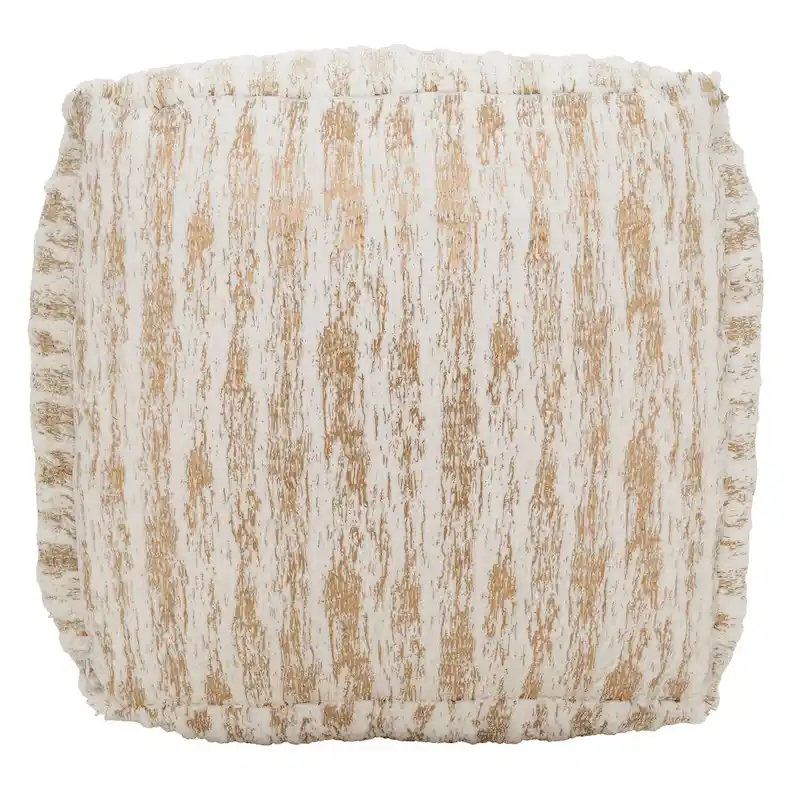Faux Fur Pouf With Foil Print Design
