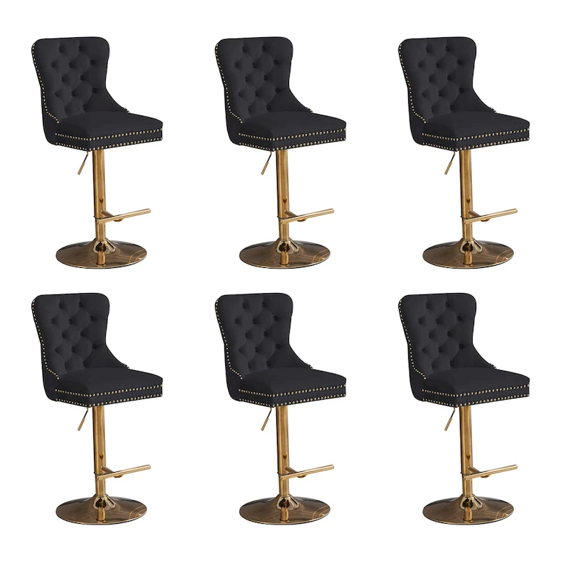 Modern Upholstered Adjusatble Thick Swivel Counter Barstools