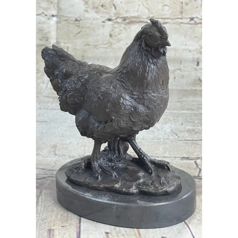 Lucky Chicken Rooster Chanticleer Bronze Statue Sculpture Statue Art 7 Inches X 5 Inches