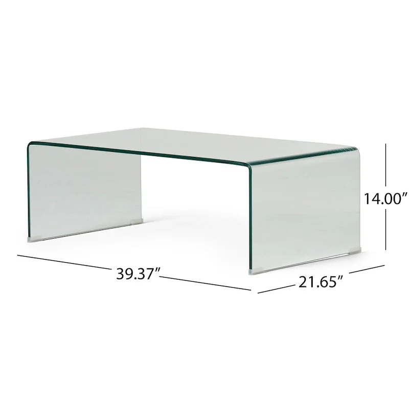 Ramona Solid Glass Rectangle Coffee Table by Christopher Knight Home - 39.37  D x 21.65  W x 14  H
