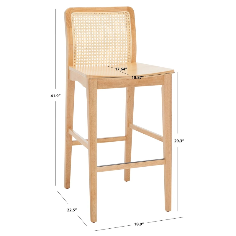 SAFAVIEH Home Benicio 29-inch Rattan Bar Stool [SET of 2] - 19Wx23Dx42H
