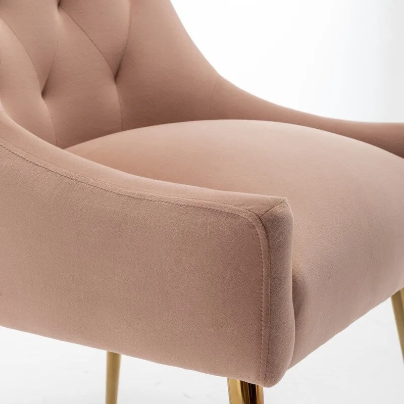 Modern Dining Chairs Set of 2, Upholstered Accent Chair Tufted Back Armless Chair with Back Pull