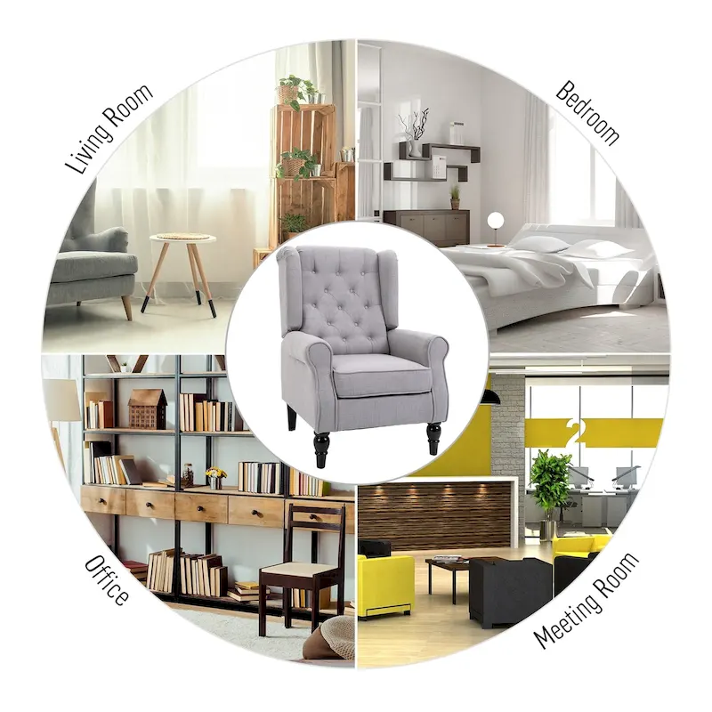 HOMCOM Copper Grove Guanta Tufted Wood Leg Accent Chair