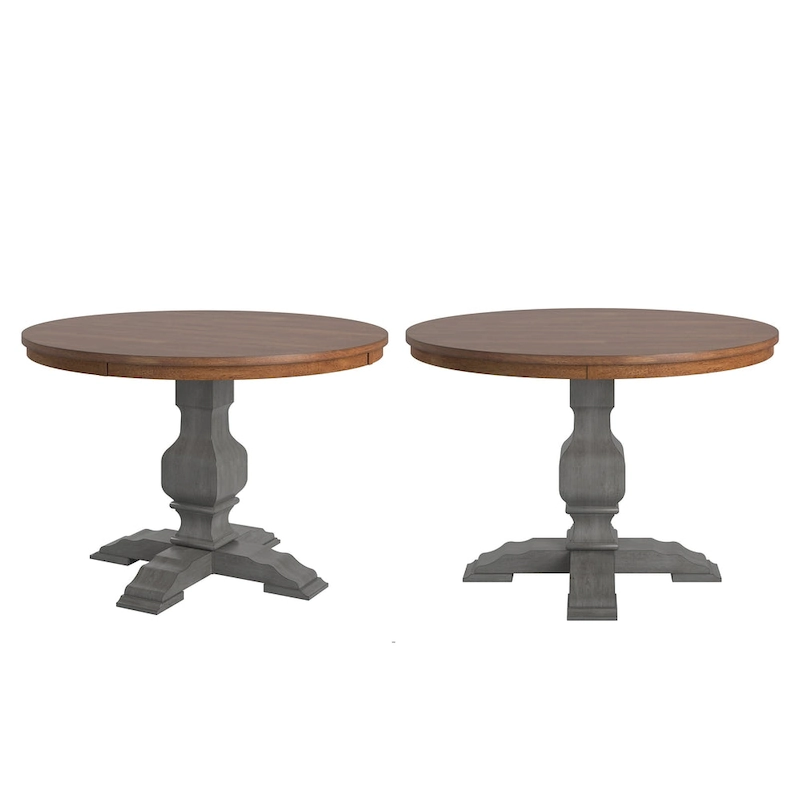 Ronda Two-Tone Round Solid Wood Top Dining Table