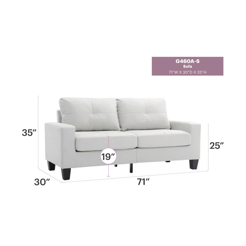 71 in. W Track Arm Faux Leather 3-Seat Sofa