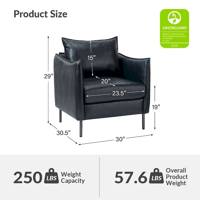 Jaime Modern Vegan Leather Accent chair with Metal Legs Set of 2 by HULALA HOME