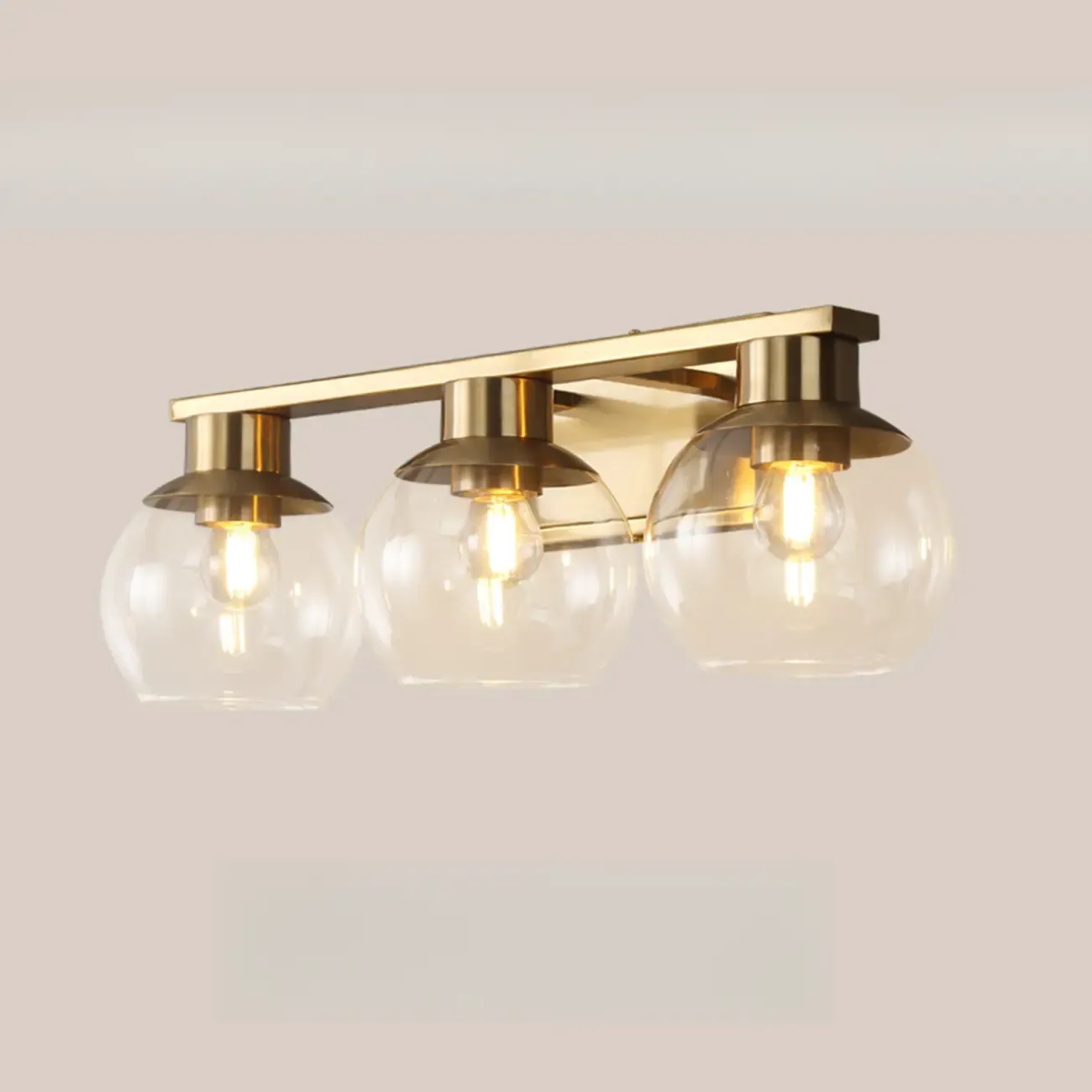 Classic Brass Vanity Lights with Transparent Ball Shade