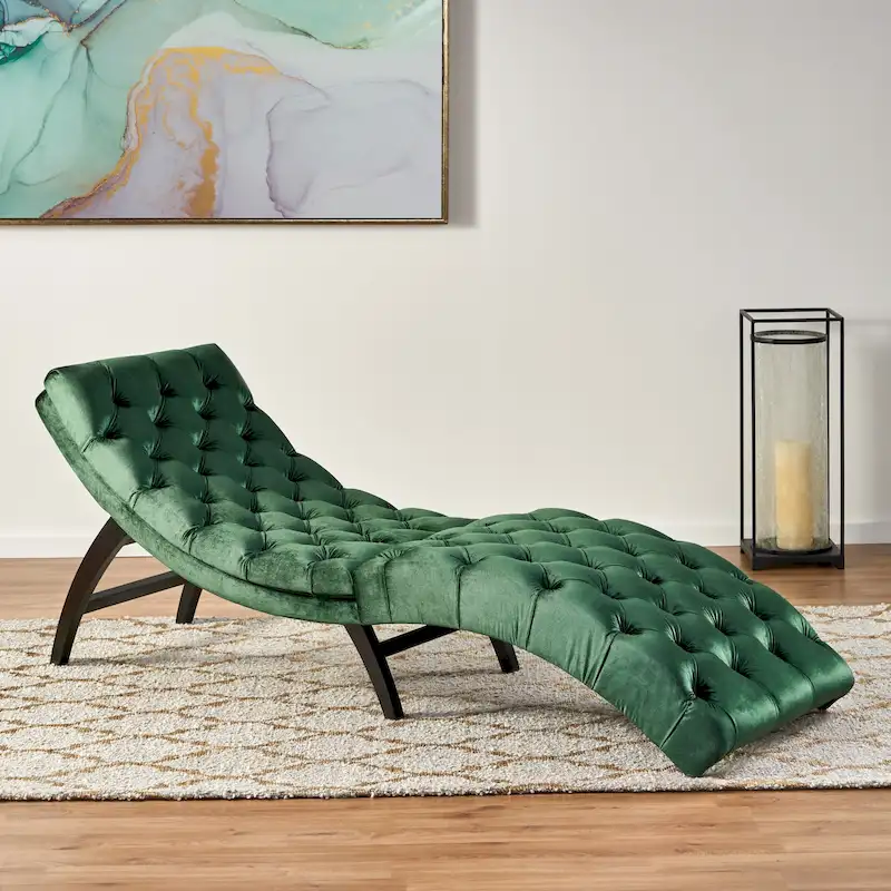 Garret Tufted Velvet Chaise Lounge by Christopher Knight Home