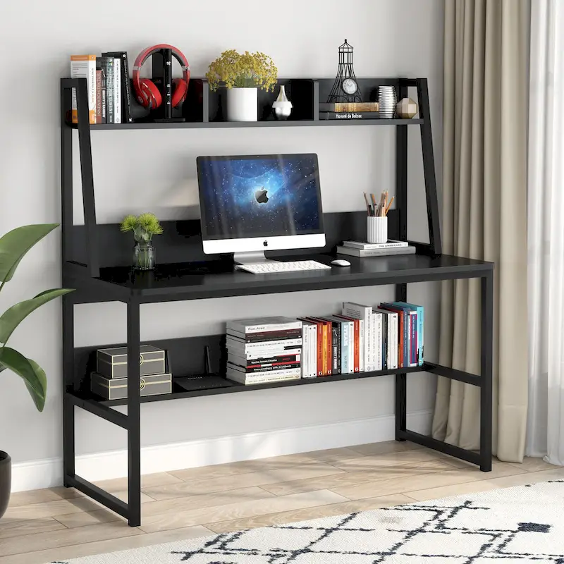 47 Inch Modern Computer Desk with Hutch and Bookshelf