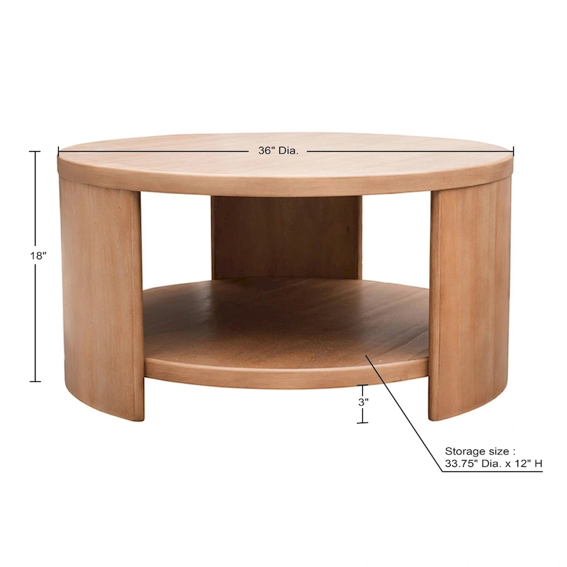 INK+IVY Skye Round Coffee Table with Shelf