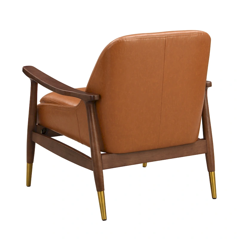 Brown 29.2 Faux Leather Lounge Chair with Tapered Legs