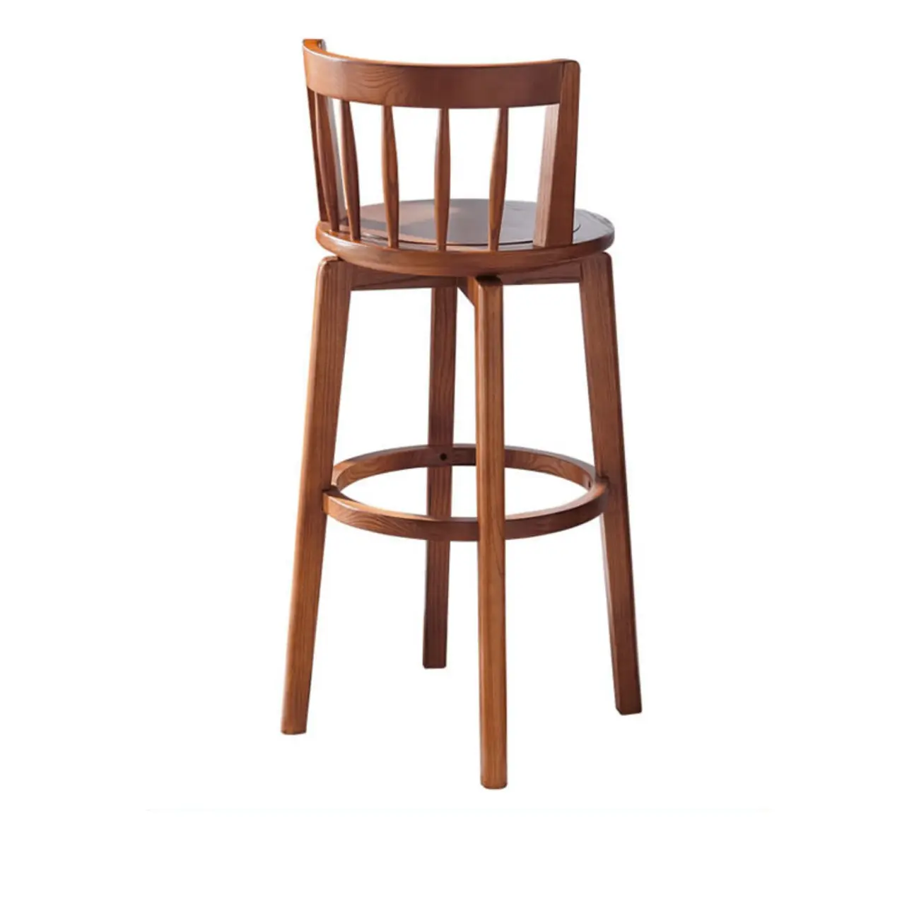 Mid-century Modern Wooden Swivel Bar Stool Upholstered