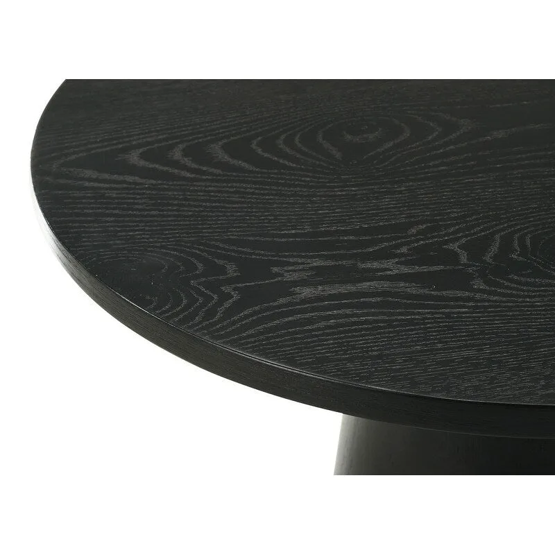 Grantham Black 22W Round End Table with Pedestal Base