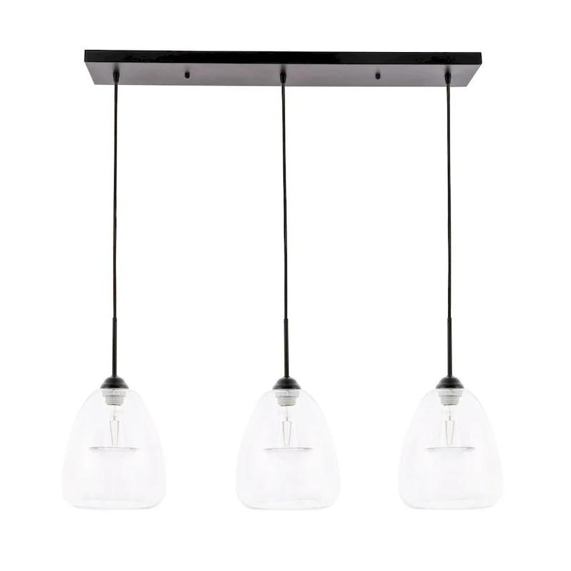Elise 36-Inch 3-Light Clear Pendant - Black