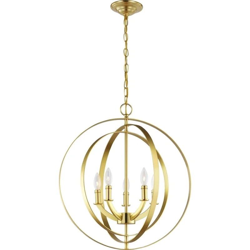 Equinox Collection Satin Brass Five-Light Sphere Pendant - 26.180  x 24.410  x 12.200