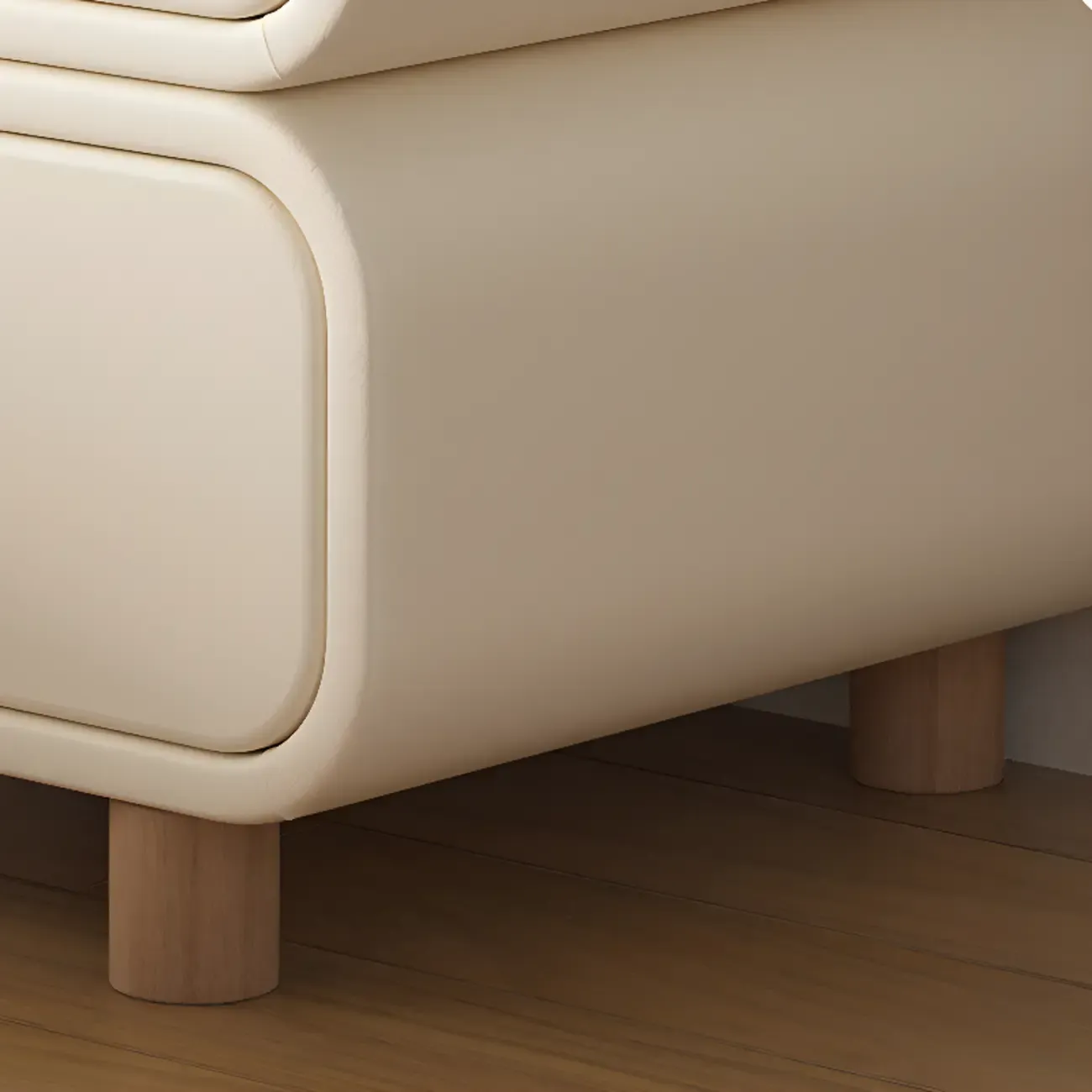 Pleather Scandinavian Nightstand With Faux Leather Finish