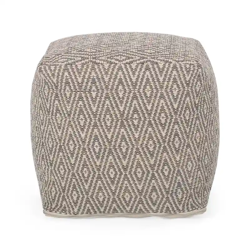 Boven Hand-Crafted Cotton Cube Pouf by Christopher Knight Home