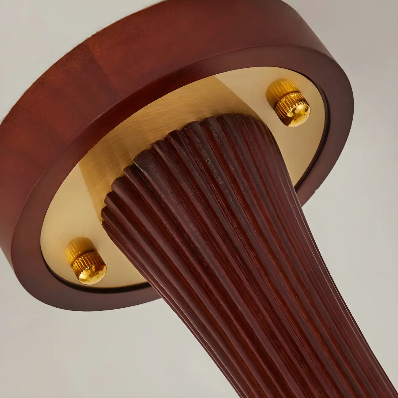 Classic Large Glass Drum Walnut Wood Semi Flush Ceiling Light