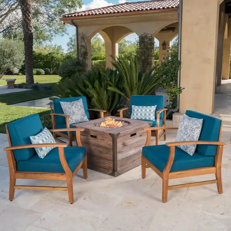 Mark Outdoor 5-piece Fire Table Chat Set by Christopher Knight Home