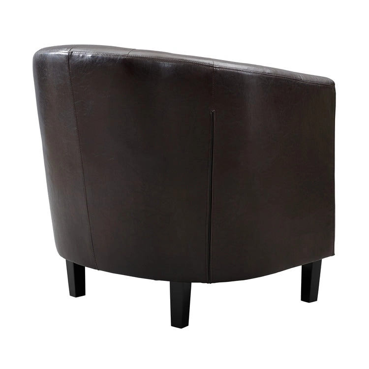 Accent Chair, Button Tufted Faux Leather Barrel Chair, Midcentury Modern Accent Chair, Comfy Armchair, Tub Barrel Chairs