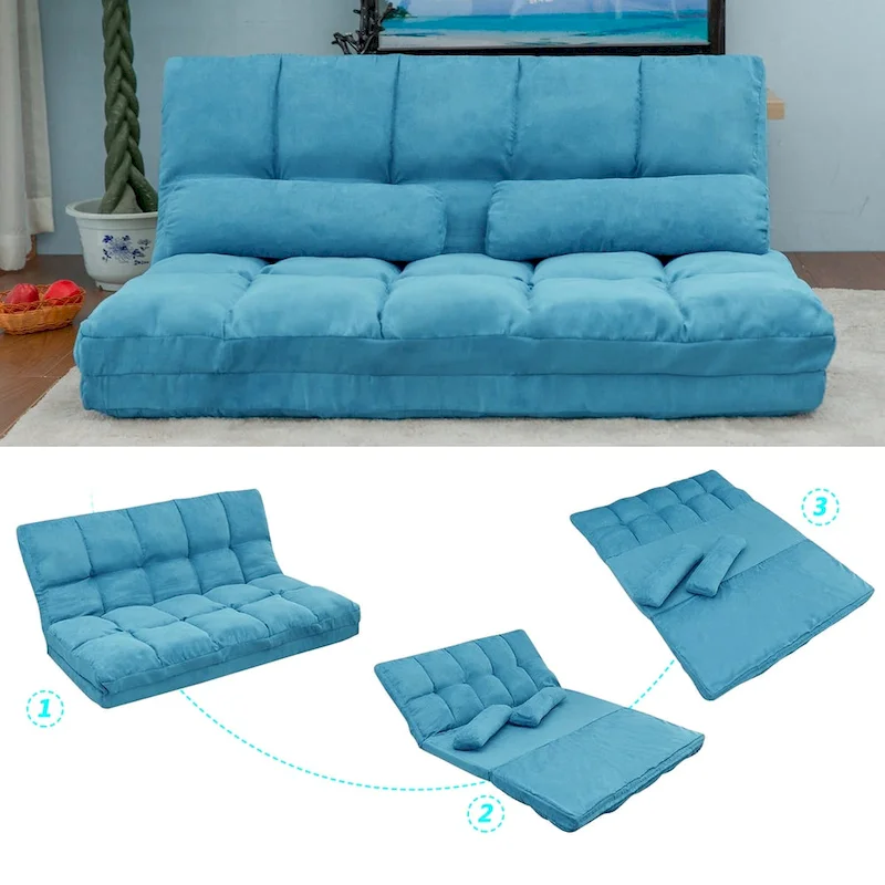 Chaise Lounge Sofa Floor Couch with Two Pillows