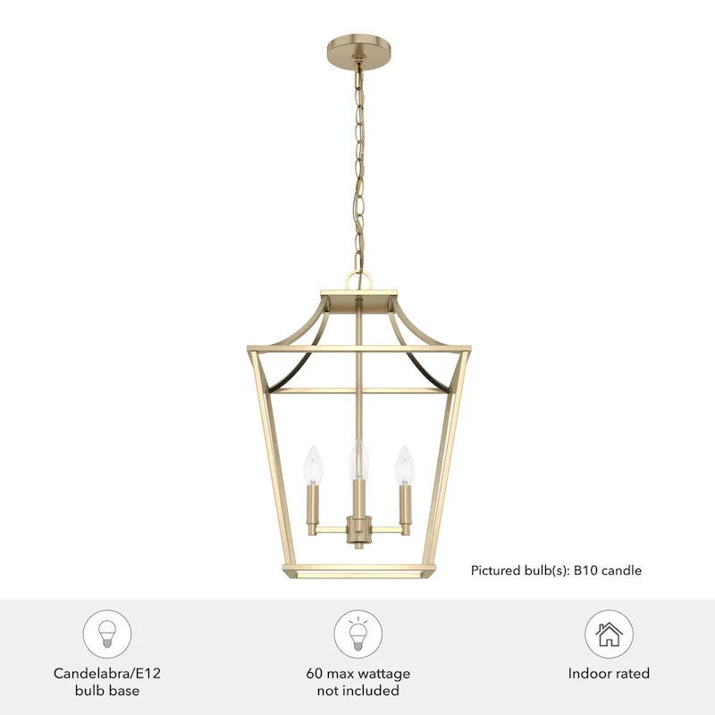 Hunter 15  Laurel Ridge 4-Light Lantern Pendant - Kitchen Island, Dining Room, Entry - Candle, Modern Farmhouse, Industrial