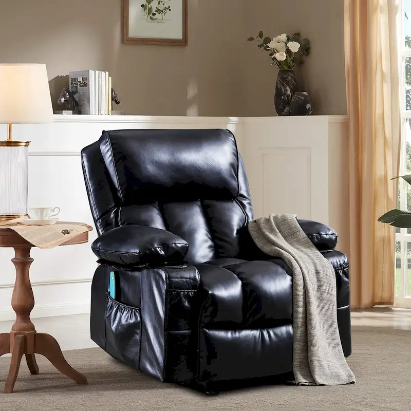 Faux leather Massage Recliner Chair, Rocker Recliner, Heat Function