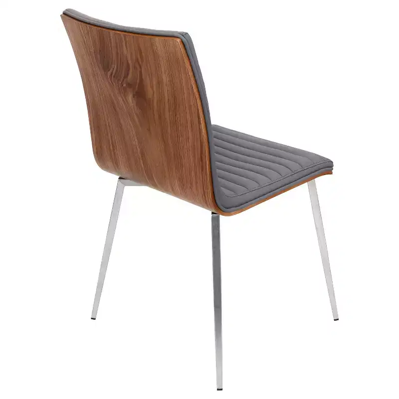 Set of 2 Mason Swivel Modern Walnut Wood Back Dining Chairs - Lumisource