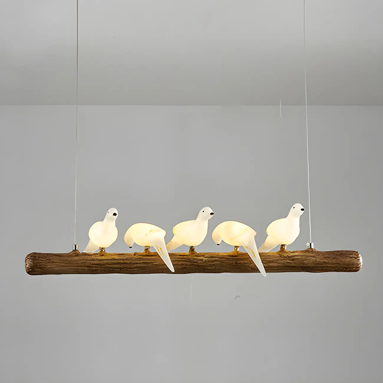 Rustic Wood LED Bird Island Chandelier