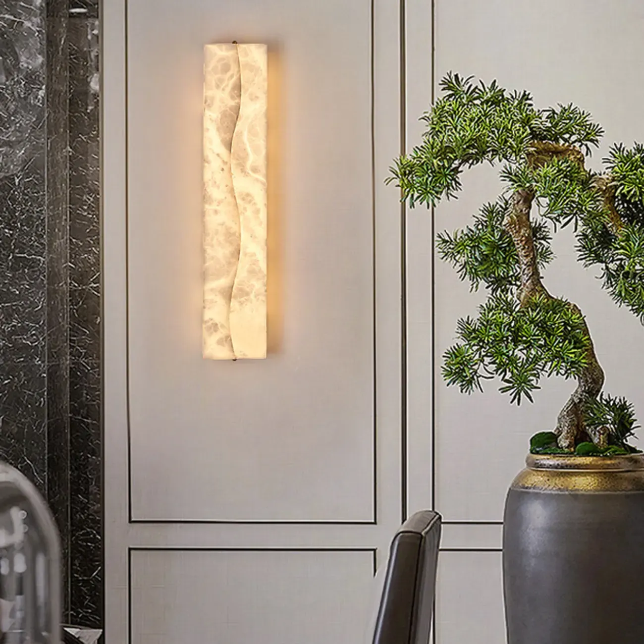 Modern Ivory Stone Warm Light Wall Sconce light