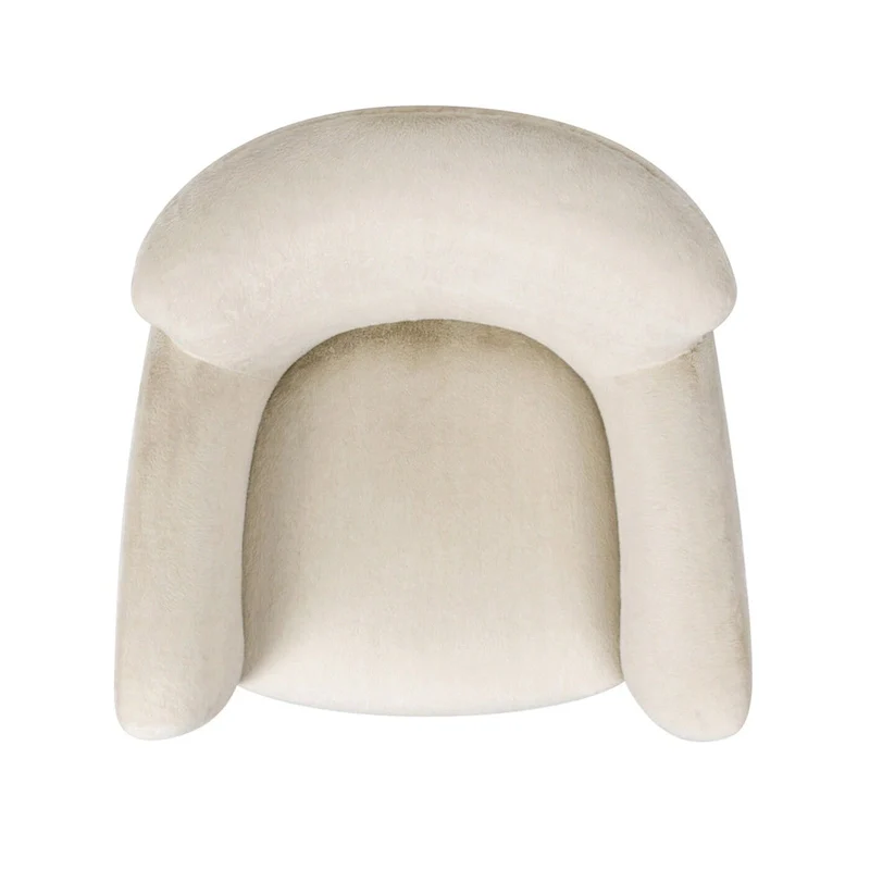 32 Transitional Faux Fur Upholstered Curved Arm Accent Chair