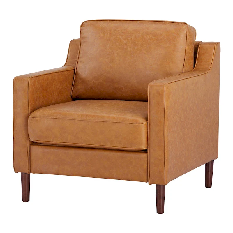 Sedona Modern Accent Chair, Faux Linen / Vegan Leather Armchair
