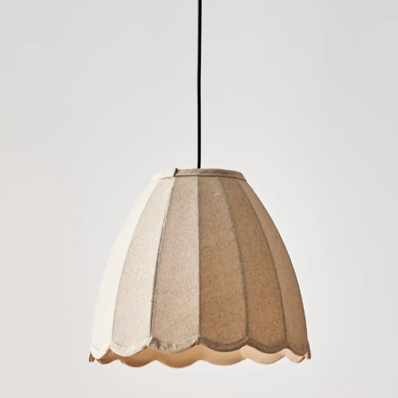 Beige Bell Shaped Fabric Pendant Light Hanging Fixture