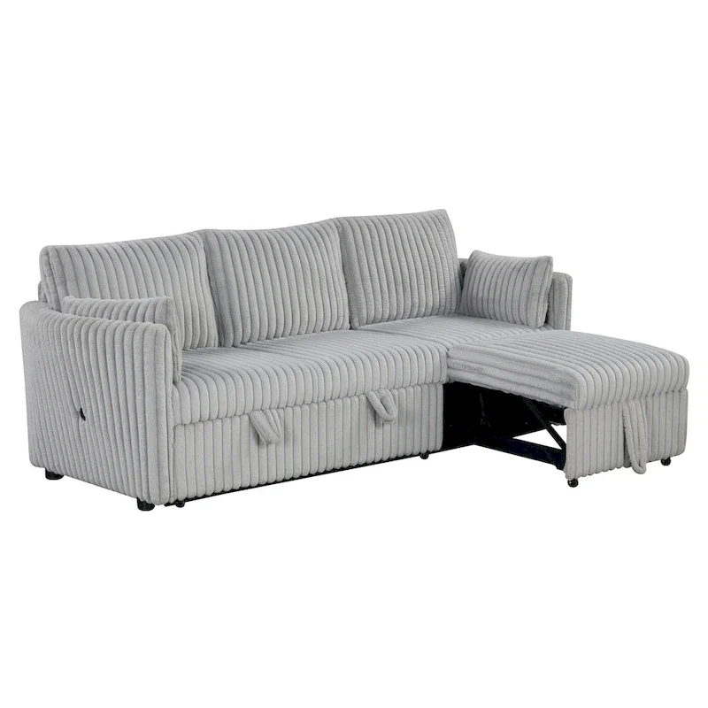 Modern Fabric Sleeper Sectional with USB and 2 pillows