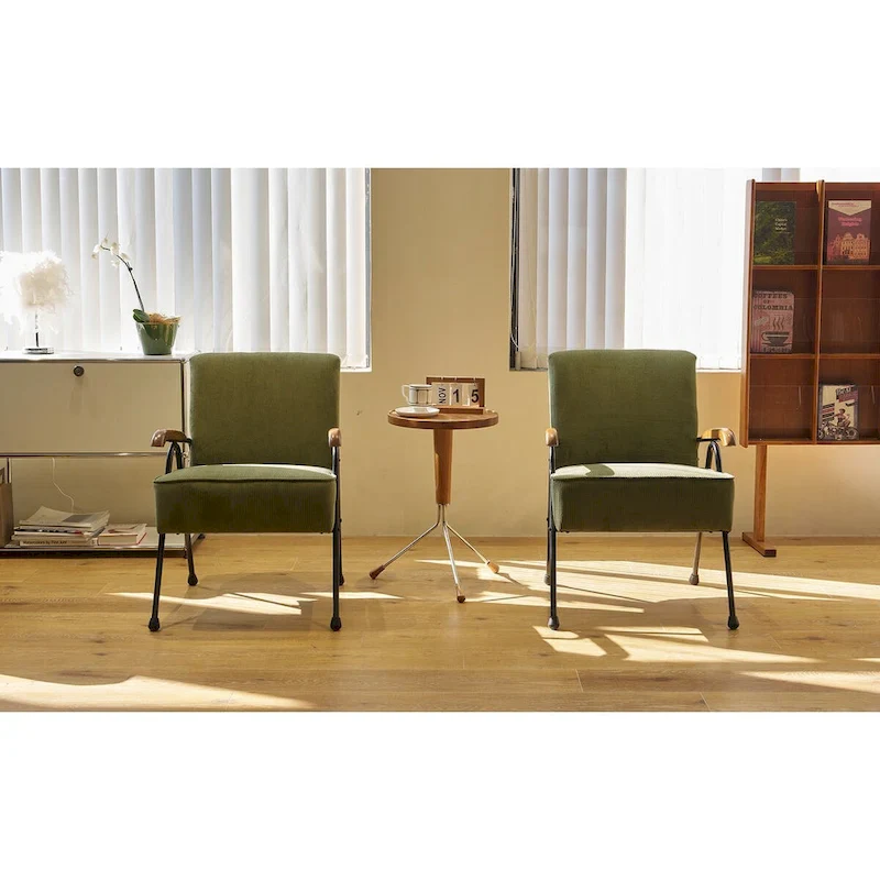 Green Modern 20   High Back Upholstered Accent Chair with Metal Legs