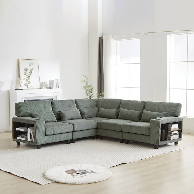 102.75  Corduroy L-Shaped Modular Sectional Sofa with Storage