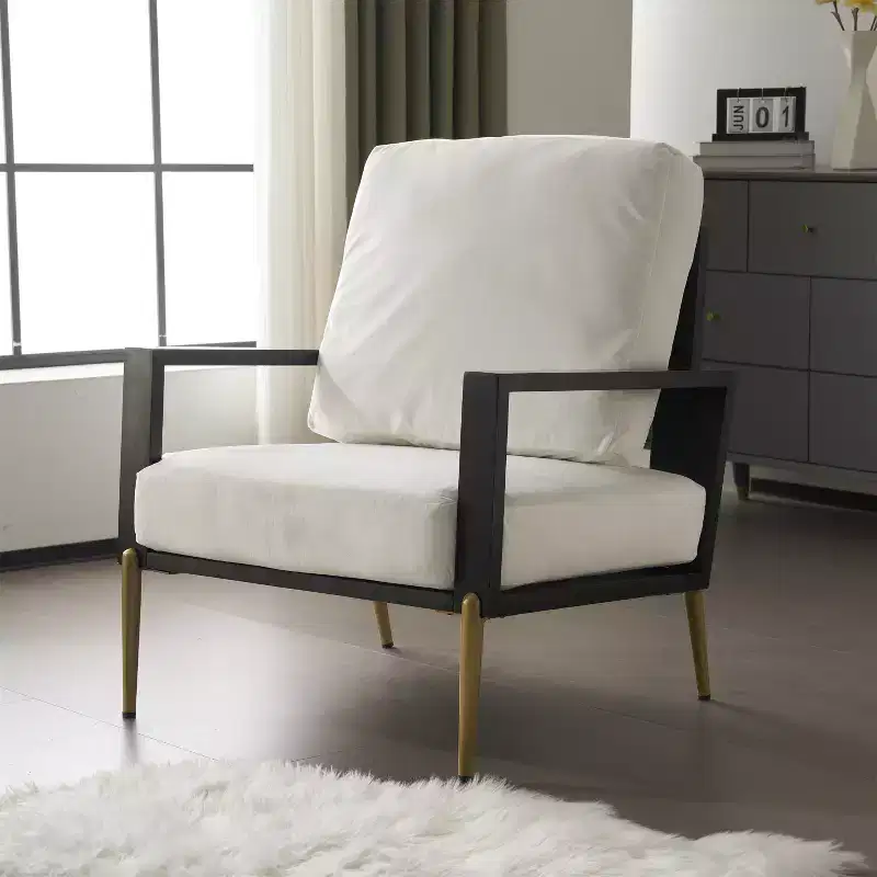 Christopher Knight Home Thurman Mid-Century Modern Metal and Rubberwood Velvet Arm Chair