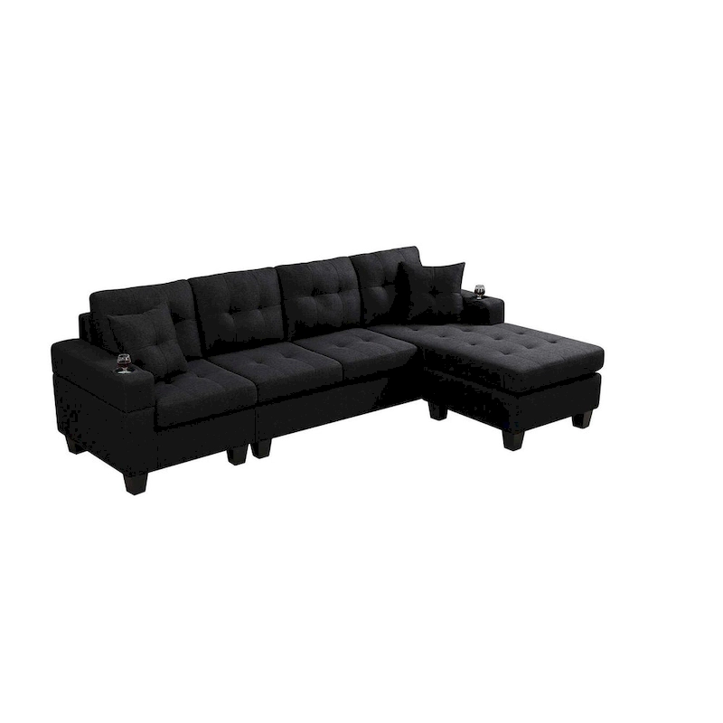 Living room sofa with convertible chaise longue
