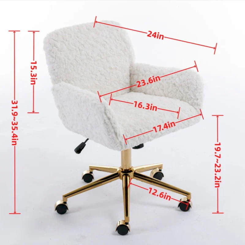 Furniture Office Chair,Artificial rabbit hair Home Office Chair with Golden Metal Base