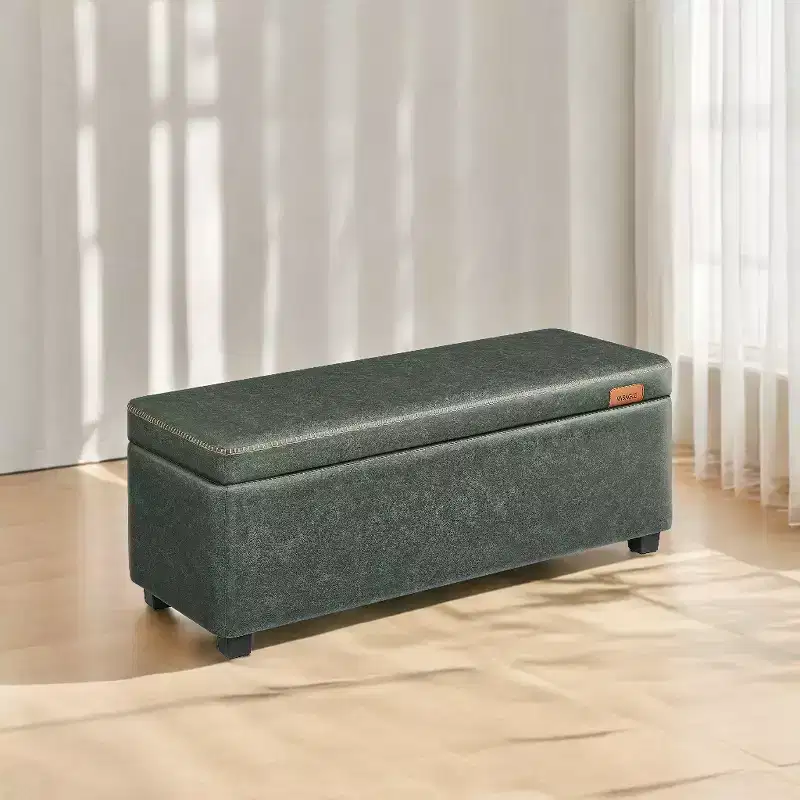 Storage Ottoman Bench, Bedroom Bench with Storage Entryway Bench, Ottoman with Storage Safety Hinges, Loads 660 lb