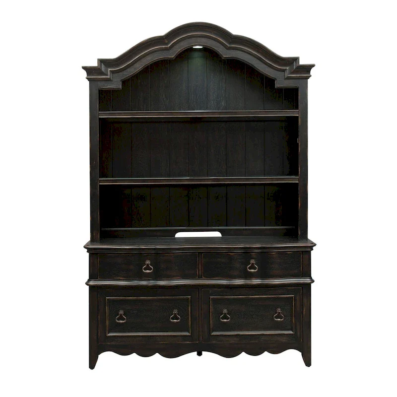 Chesapeake Wire Brushed Antique Black Credenza Hutch