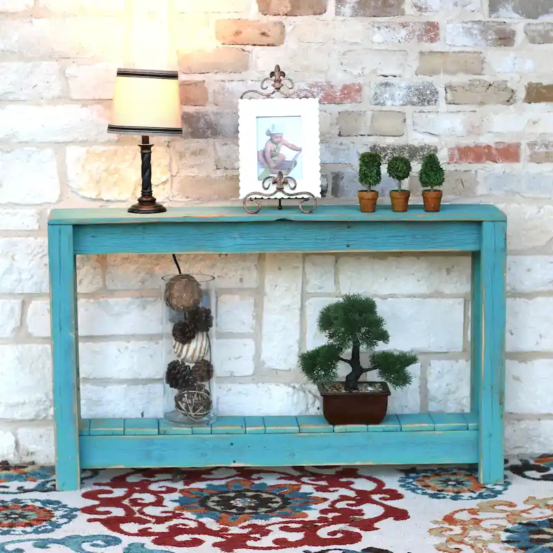Rustic Reclaimed Wood Entryway Console Table - 46Lx8Wx28H