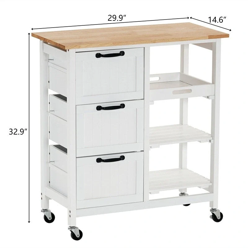 Three Drawers Three Layers Spray Paint Dining Car Kitchen Carts