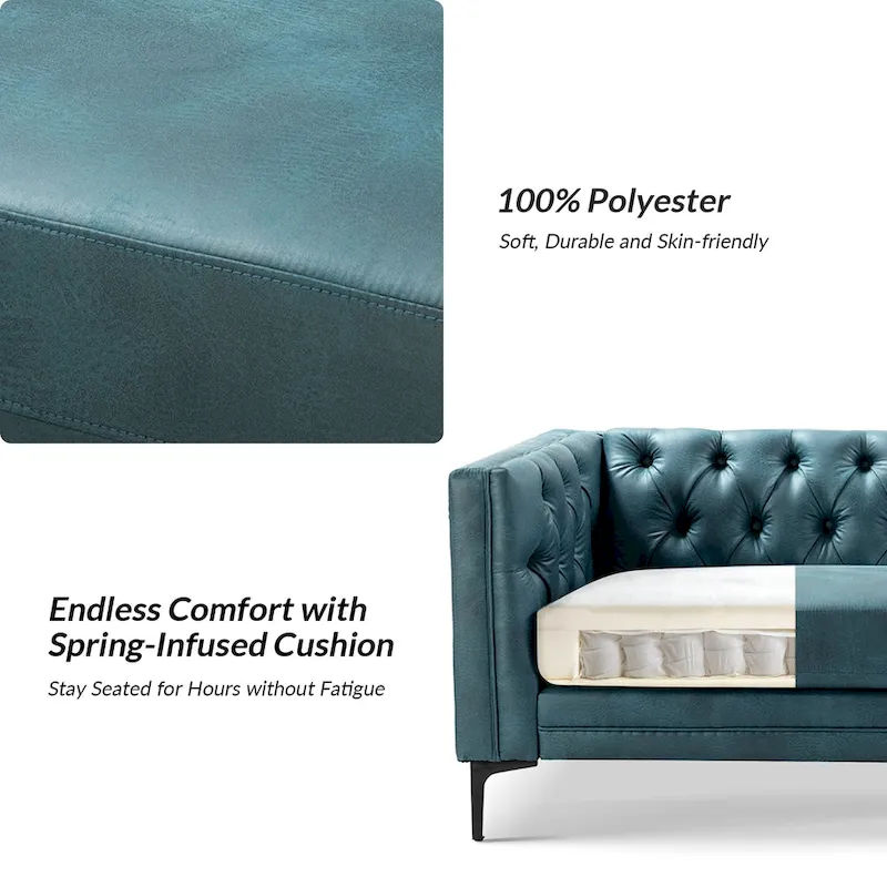 Calymne 84 Classic Square Arms Sofa with Button-Tufted Back by HULALA HOME