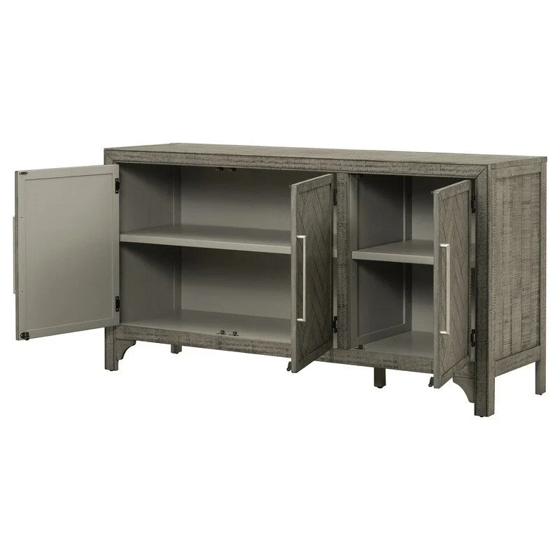 60W Cabinet Sideboard with Adjustable Shelves and Pine veneer - N/A