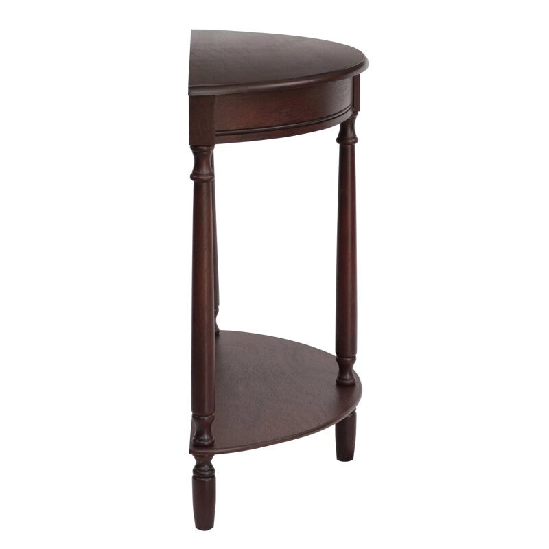 Simplify Half Round Accent Table, Walnut, 28.25w 11.8d 28.25h