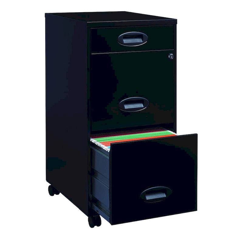 Space Solutions Black 3-drawer Mobile File Cabinet